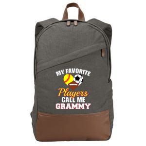 My Favorite Players Softball Soccer Football Grammy Cotton Canvas Backpack