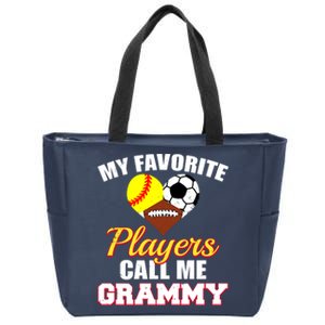 My Favorite Players Softball Soccer Football Grammy Zip Tote Bag