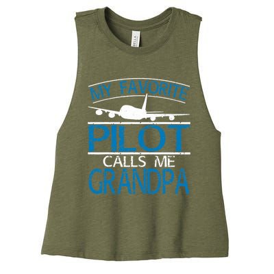 My Favorite Pilot Calls Me Grandpa Women's Racerback Cropped Tank