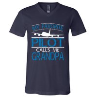 My Favorite Pilot Calls Me Grandpa V-Neck T-Shirt