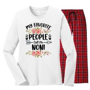 My Favorite People Call Me Noni Mother's Day Women's Long Sleeve Flannel Pajama Set 