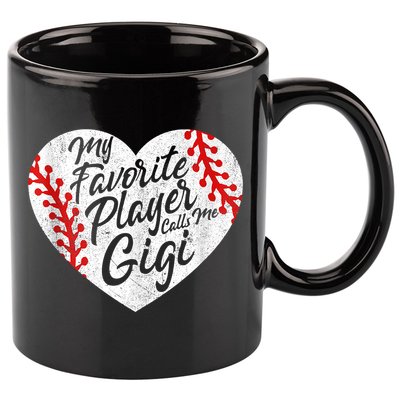 My Favorite Player Calls Me Gigi Baseball Heart Cute Grandma 11oz C Handle Ceramic Mug