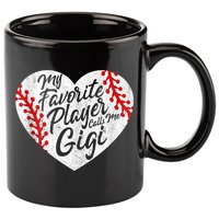 My Favorite Player Calls Me Gigi Baseball Heart Cute Grandma 11oz C Handle Ceramic Mug