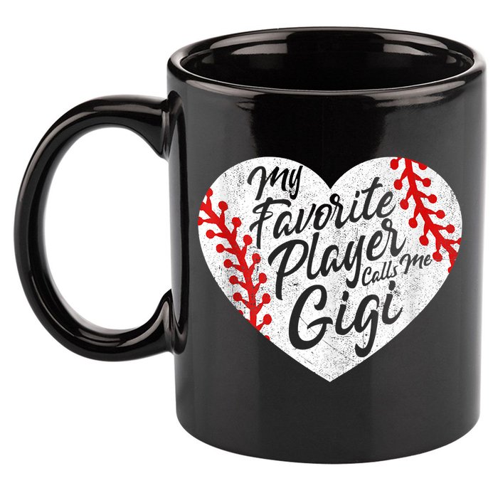 My Favorite Player Calls Me Gigi Baseball Heart Cute Grandma 11oz C Handle Ceramic Mug