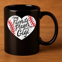 My Favorite Player Calls Me Gigi Baseball Heart Cute Grandma 11oz C Handle Ceramic Mug