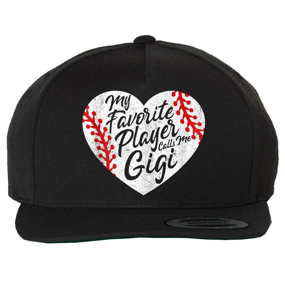 My Favorite Player Calls Me Gigi Baseball Heart Cute Grandma Wool Snapback Cap
