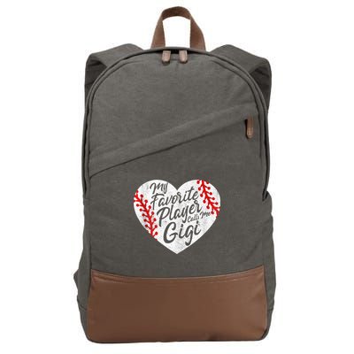 My Favorite Player Calls Me Gigi Baseball Heart Cute Grandma Cotton Canvas Backpack