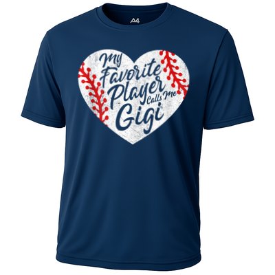 My Favorite Player Calls Me Gigi Baseball Heart Cute Grandma Cooling Performance Crew T-Shirt