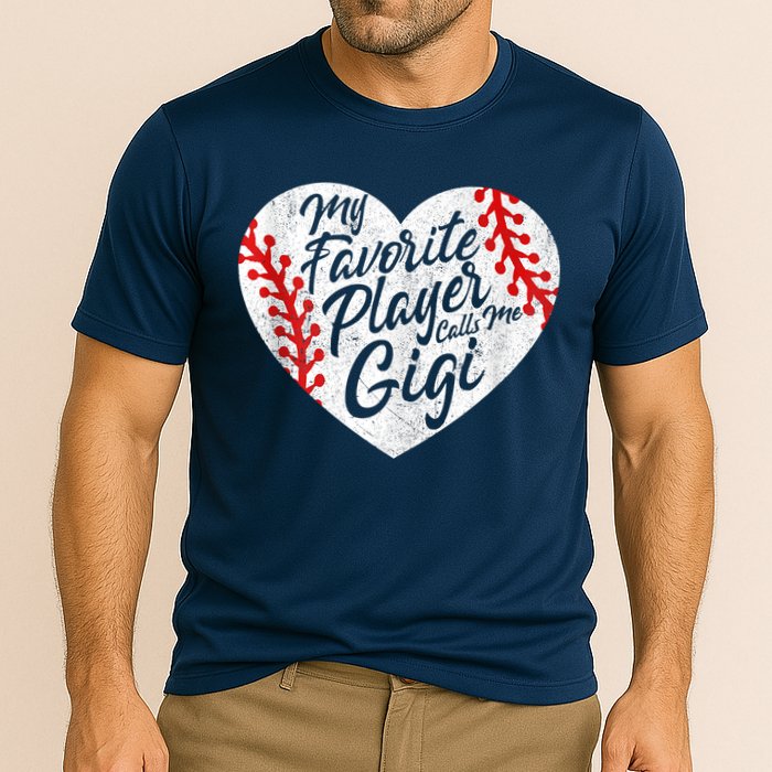 My Favorite Player Calls Me Gigi Baseball Heart Cute Grandma Cooling Performance Crew T-Shirt