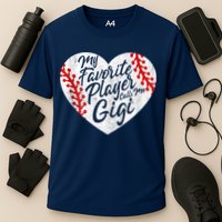 My Favorite Player Calls Me Gigi Baseball Heart Cute Grandma Cooling Performance Crew T-Shirt