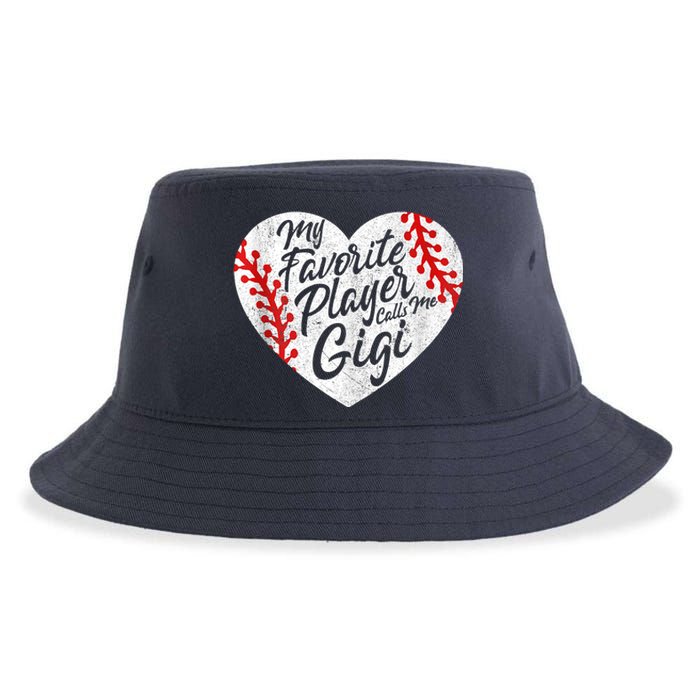 My Favorite Player Calls Me Gigi Baseball Heart Cute Grandma Sustainable Bucket Hat