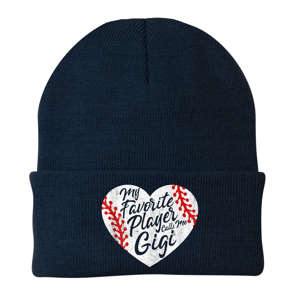 My Favorite Player Calls Me Gigi Baseball Heart Cute Grandma Beanie