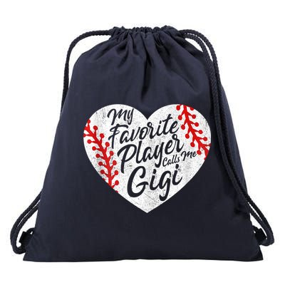My Favorite Player Calls Me Gigi Baseball Heart Cute Grandma Drawstring Bag