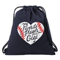 My Favorite Player Calls Me Gigi Baseball Heart Cute Grandma Drawstring Bag