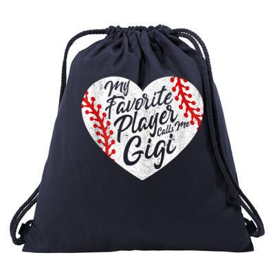 My Favorite Player Calls Me Gigi Baseball Heart Cute Grandma Drawstring Bag