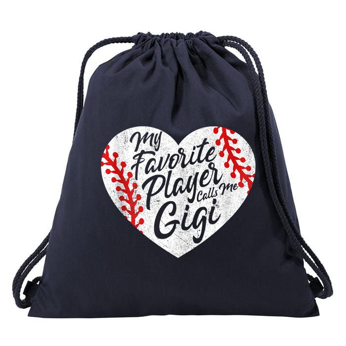 My Favorite Player Calls Me Gigi Baseball Heart Cute Grandma Drawstring Bag