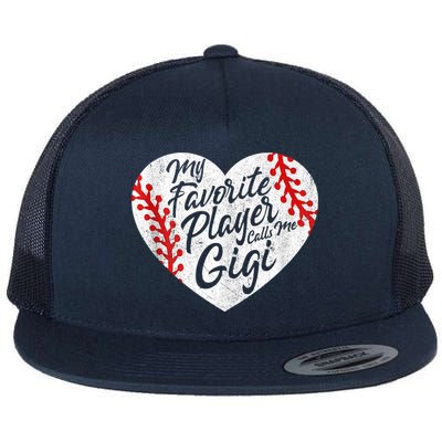 My Favorite Player Calls Me Gigi Baseball Heart Cute Grandma Flat Bill Trucker Hat