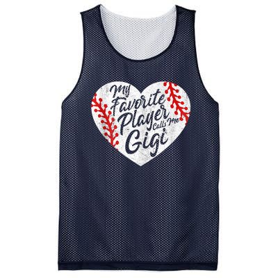 My Favorite Player Calls Me Gigi Baseball Heart Cute Grandma Mesh Reversible Basketball Jersey Tank