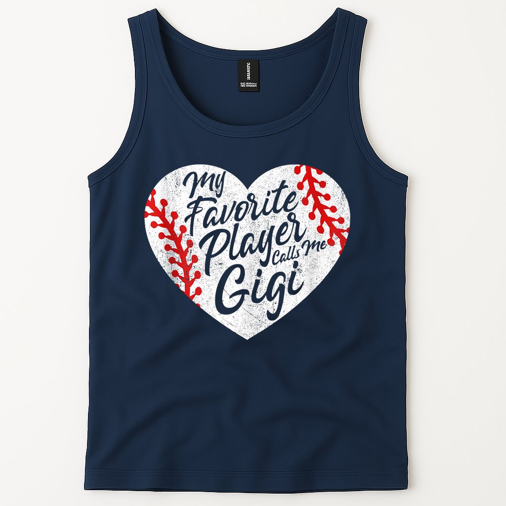My Favorite Player Calls Me Gigi Baseball Heart Cute Grandma Tank Top
