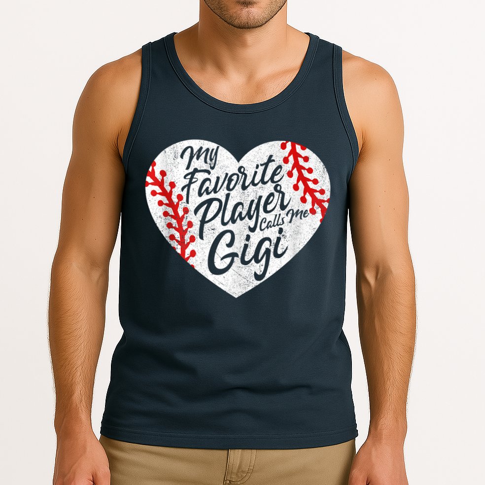 My Favorite Player Calls Me Gigi Baseball Heart Cute Grandma Tank Top