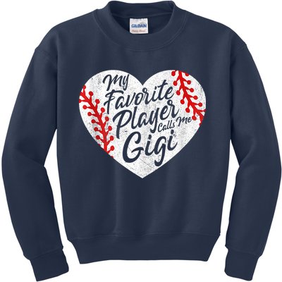My Favorite Player Calls Me Gigi Baseball Heart Cute Grandma Kids Sweatshirt