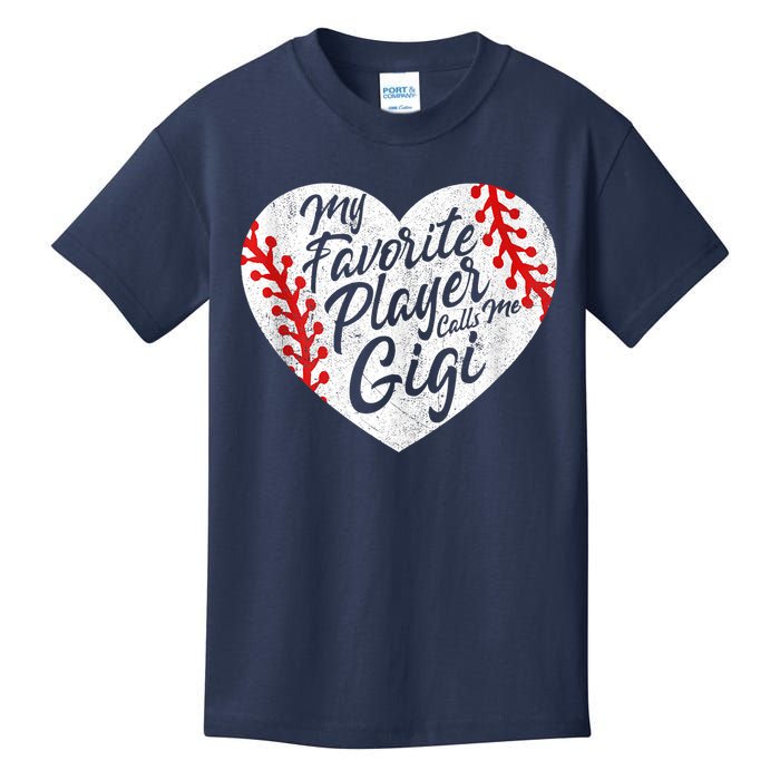 My Favorite Player Calls Me Gigi Baseball Heart Cute Grandma Kids T-Shirt