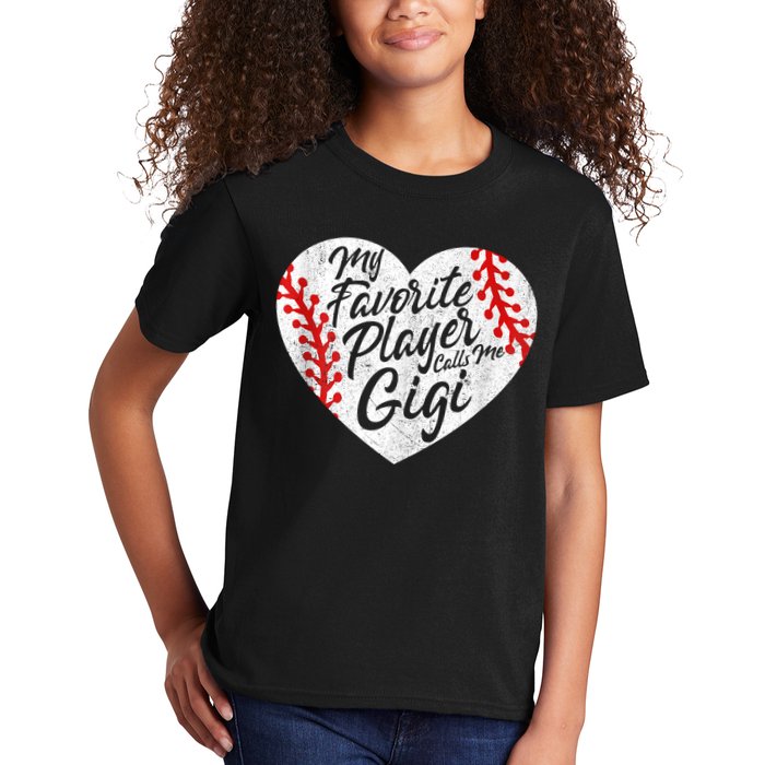 My Favorite Player Calls Me Gigi Baseball Heart Cute Grandma Kids T-Shirt