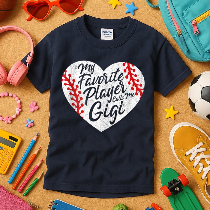 My Favorite Player Calls Me Gigi Baseball Heart Cute Grandma Kids T-Shirt