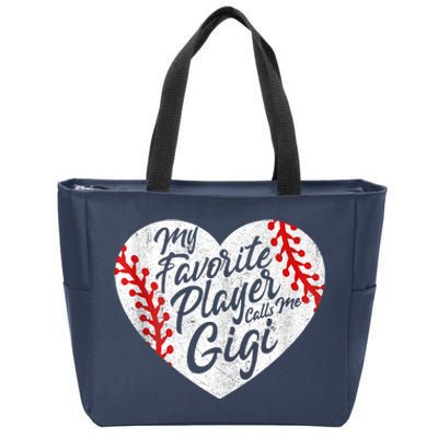 My Favorite Player Calls Me Gigi Baseball Heart Cute Grandma Zip Tote Bag