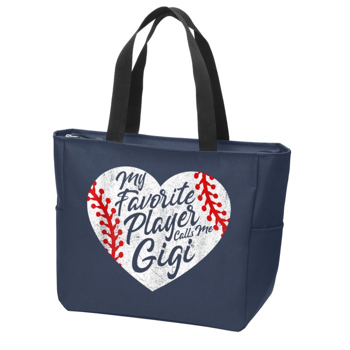 My Favorite Player Calls Me Gigi Baseball Heart Cute Grandma Zip Tote Bag