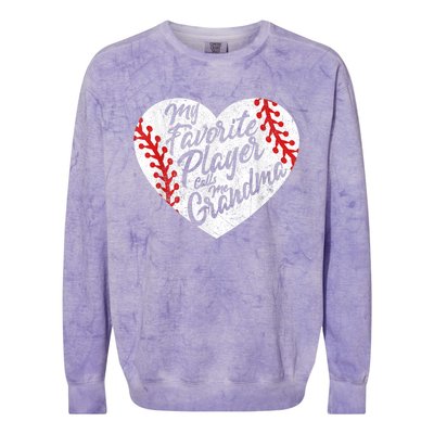 My Favorite Player Calls Me Grandma Baseball Heart Wo's Colorblast Crewneck Sweatshirt