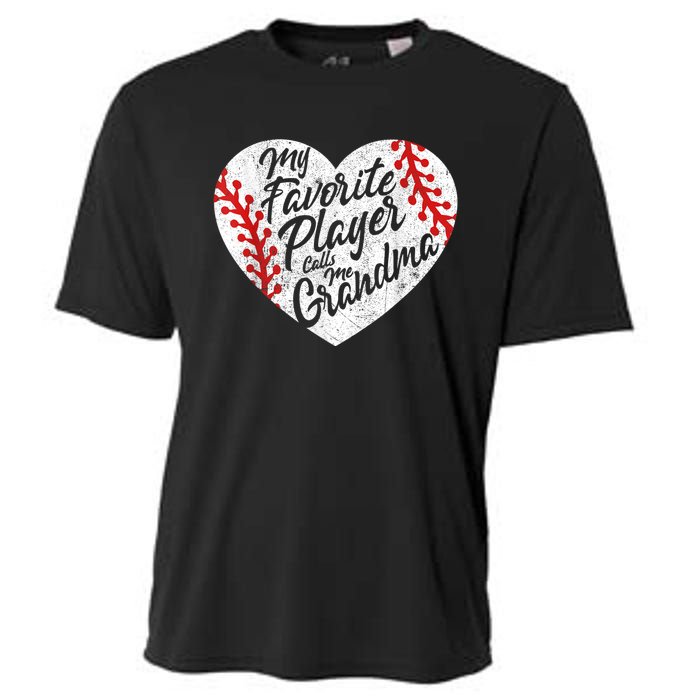 My Favorite Player Calls Me Grandma Baseball Heart Wo's Cooling Performance Crew T-Shirt