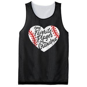 My Favorite Player Calls Me Grandma Baseball Heart Wo's Mesh Reversible Basketball Jersey Tank