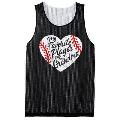 My Favorite Player Calls Me Grandma Baseball Heart Wo's Mesh Reversible Basketball Jersey Tank