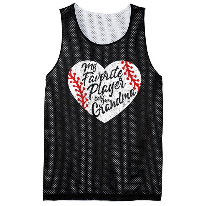 My Favorite Player Calls Me Grandma Baseball Heart Wo's Mesh Reversible Basketball Jersey Tank