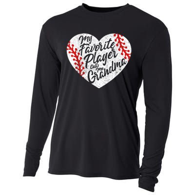 My Favorite Player Calls Me Grandma Baseball Heart Wo's Cooling Performance Long Sleeve Crew