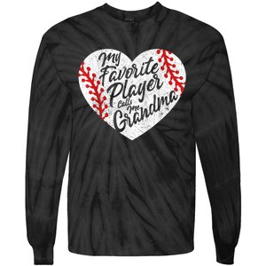 My Favorite Player Calls Me Grandma Baseball Heart Wo's Tie-Dye Long Sleeve Shirt