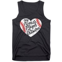 My Favorite Player Calls Me Grandma Baseball Heart Wo's Tank Top