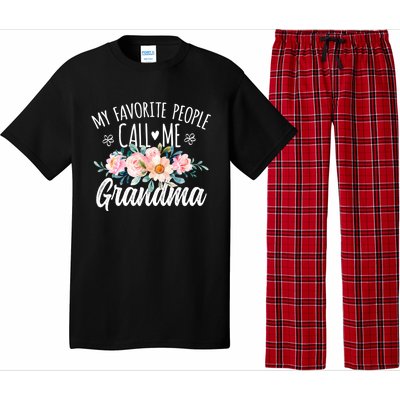 My Favorite People Call Me Grandma Floral Birthday Grandma Gift Pajama Set