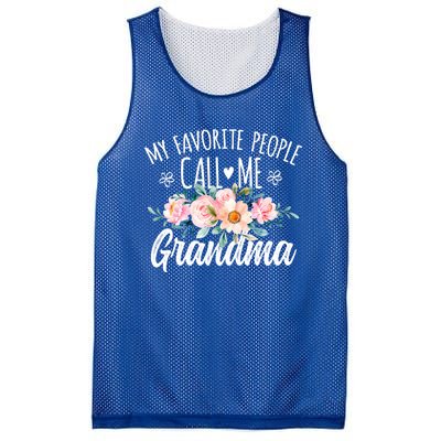 My Favorite People Call Me Grandma Floral Birthday Grandma Gift Mesh Reversible Basketball Jersey Tank