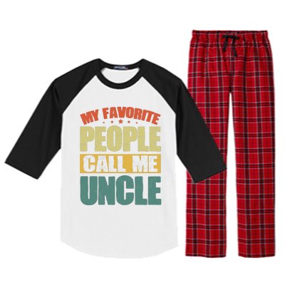 My Favorite People Call Me Uncle Vintage Raglan Sleeve Pajama Set