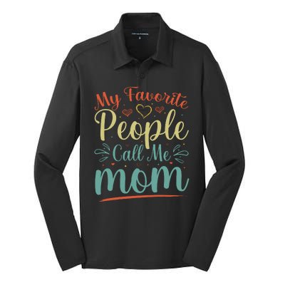 My Favorite People Call Me Mom Silk Touch Performance Long Sleeve Polo