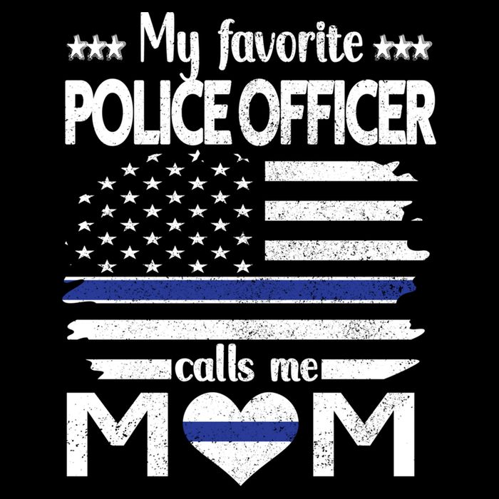 My Favorite Police Officer Calls Me Mom Blue Line Police Mom Funny Gift Flat Bill Trucker Hat