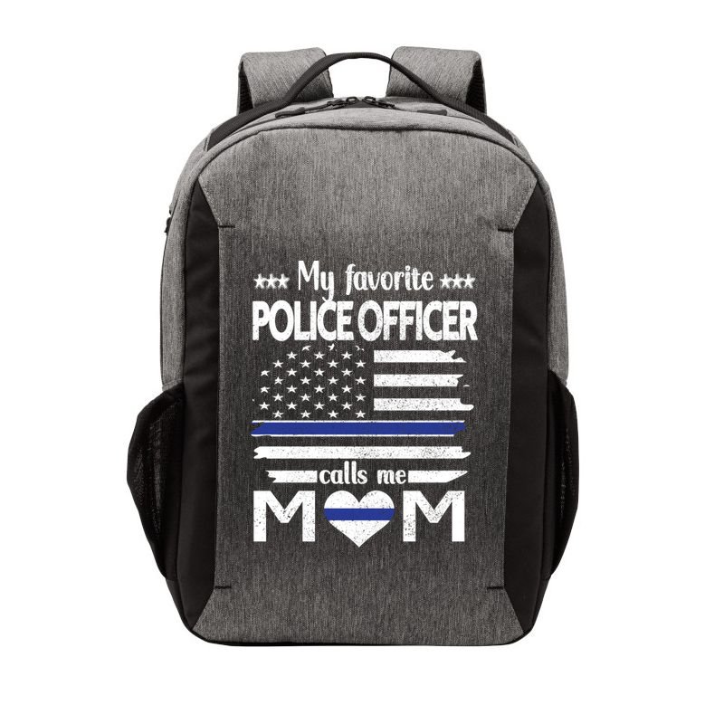 My Favorite Police Officer Calls Me Mom Blue Line Police Mom Funny Gift Vector Backpack