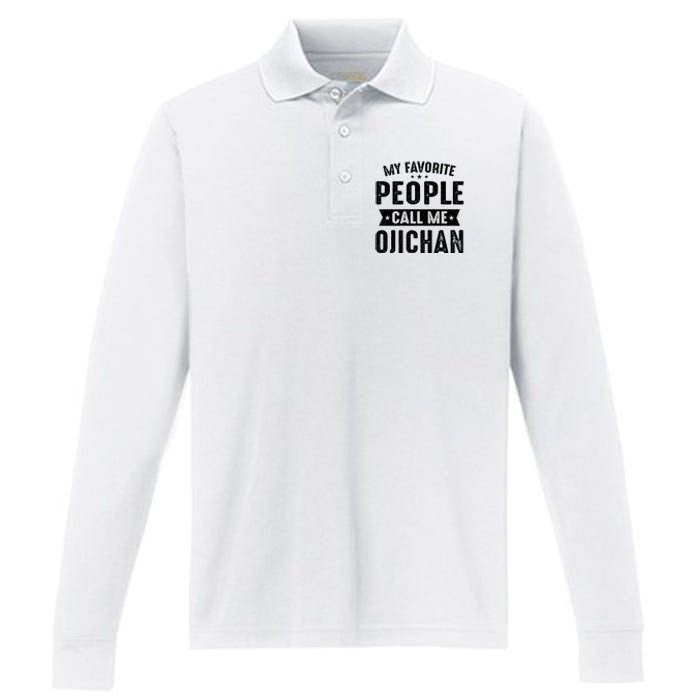 My Favorite People Call Me Ojichan Performance Long Sleeve Polo