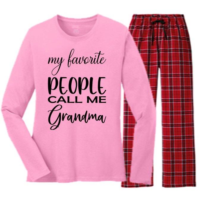 My Favorite People Call Me Grandma Women's Long Sleeve Flannel Pajama Set 