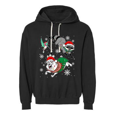 Meeko Flit Percy Christmas Lights Family Vacation Christmas Crew Squad Garment-Dyed Fleece Hoodie