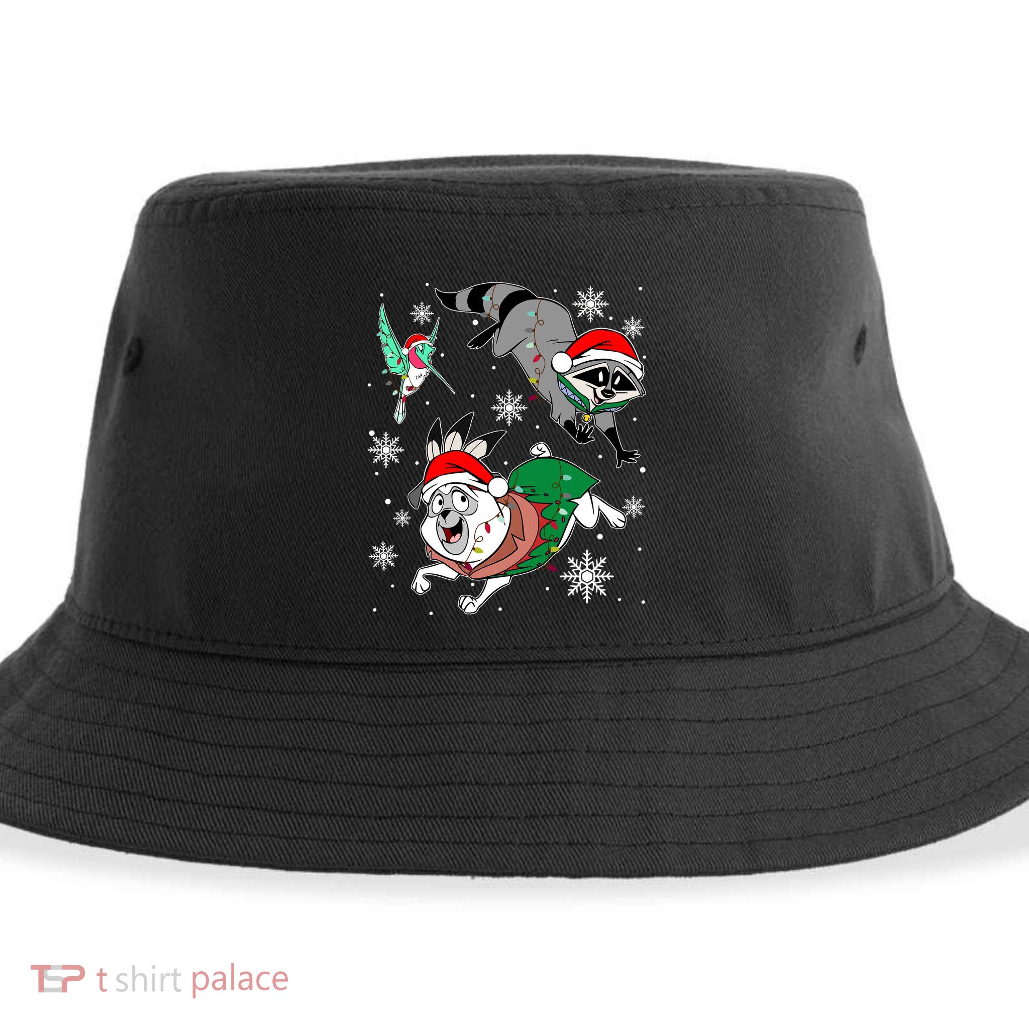 Meeko Flit Percy Christmas Lights Family Vacation Christmas Crew Squad Sustainable Bucket Hat