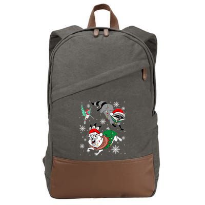 Meeko Flit Percy Christmas Lights Family Vacation Christmas Crew Squad Cotton Canvas Backpack