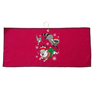 Meeko Flit Percy Christmas Lights Family Vacation Christmas Crew Squad Large Microfiber Waffle Golf Towel